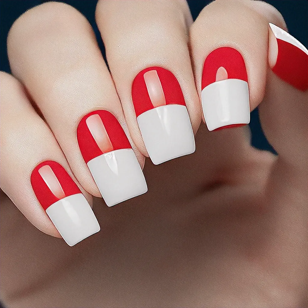 White, square-shaped nails designed for a celebration. Exudes preppy style. Perfect for deep skin tones. Dip technique used.
