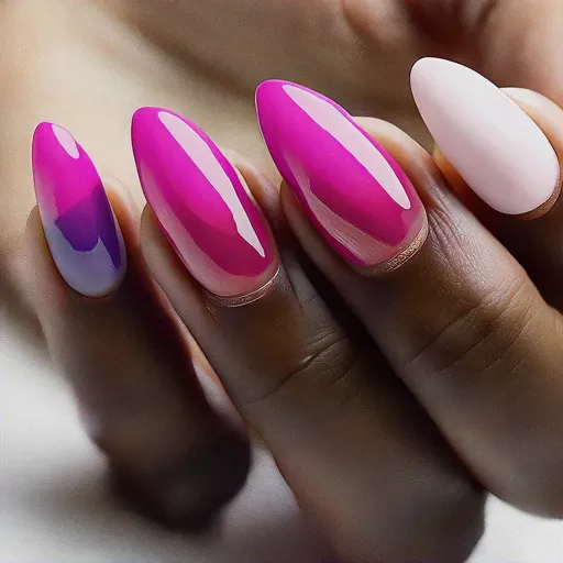 Rock a cow-themed oval ombre transformation in pink and purple this Valentine's day. Perfect for light skin tone.