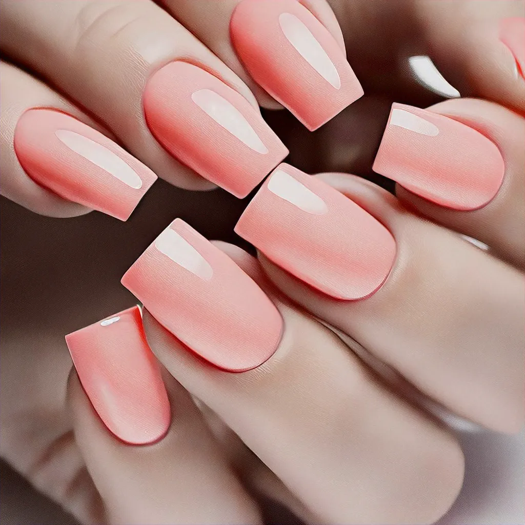Flaunt a unique Halloween-themed French-tip manicure with a square nail shape and pink color on fair skin.
